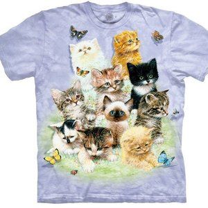 Cat 10 Ten Cats Kittens Purple Pet Animal Butterfly The Mountain T-Shirt S-3X
